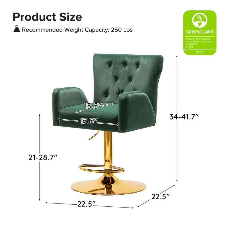 Loreto Modern Tufted Velvet Swivel chair with Adjustable Height Set of 2 by HULALA HOME