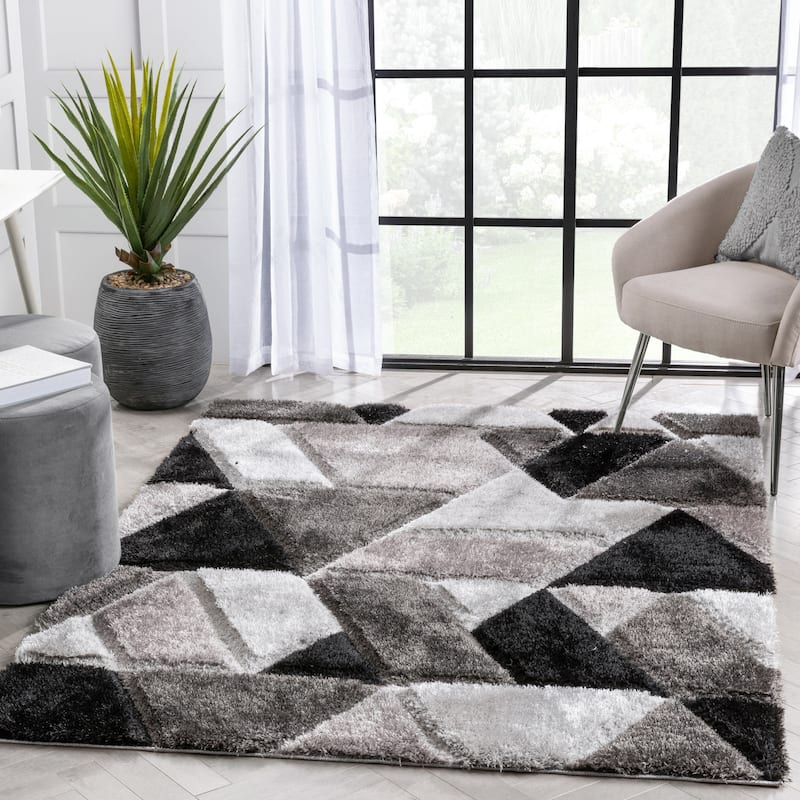 Well Woven San Francisco Holland Geometric Modern Carved Shag Area Rug