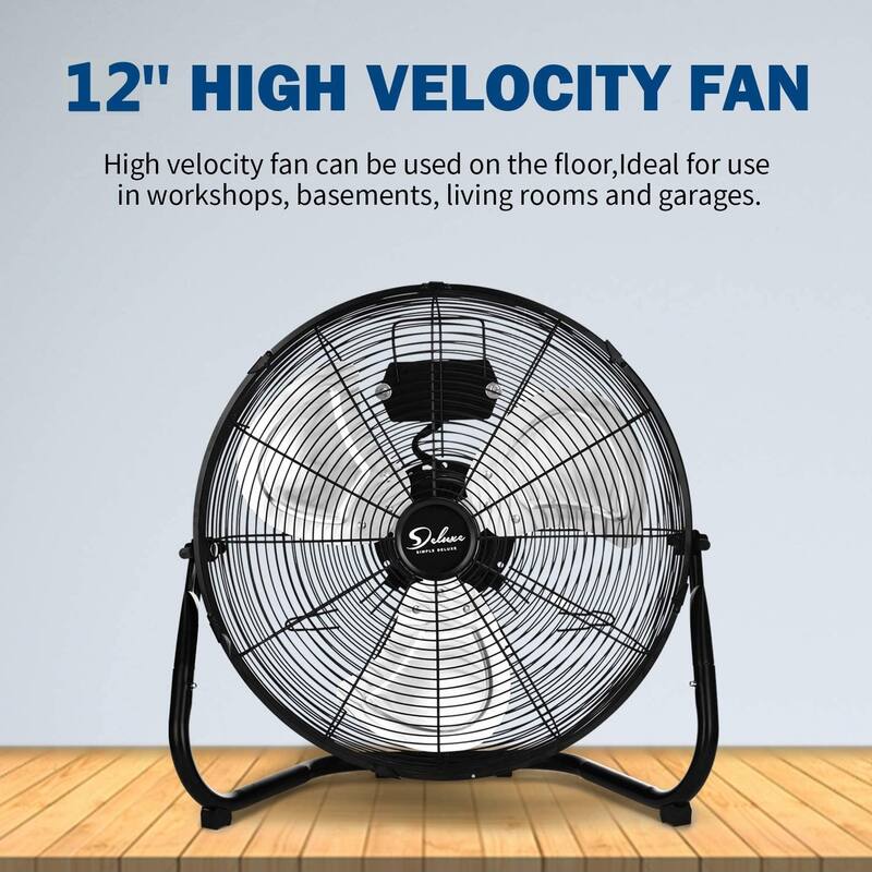 12 Inch Metal 3Speed High Velocity Heavy Duty Industrial Floor Fans（2