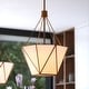 preview thumbnail 1 of 10, Burnett 3-Light Brass Mid-Century Modern Pendant, White Glass Shade, Adj Height Ceiling Chandelier Dining Room Fixture 15.75-in W x 21.75-in H x 15.75-in D - Muted Brass