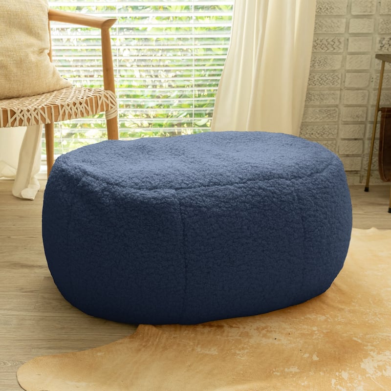 Jaxx Ellis Pouf - Modern Shearling Faux-Lamb Plush Fleece Ottoman