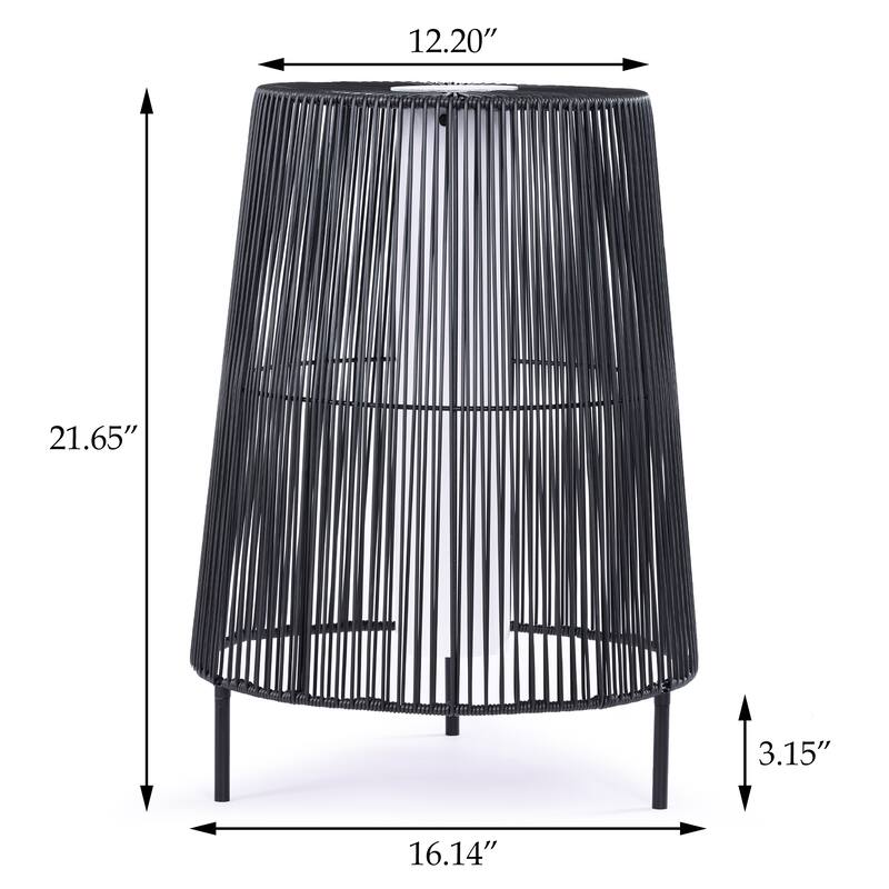 2-Pack Outdoor Rattan Solar Light Patio Floor Lamp
