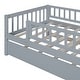 preview thumbnail 34 of 46, Twin Size Daybed with Trundle, Wood Twin Bed with Fence Guardrails