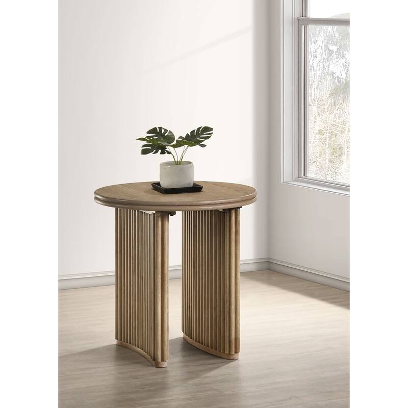 Adina Round Wood Side End Table Distressed Light Brown - 23.5'' x 23.5'' x 24''