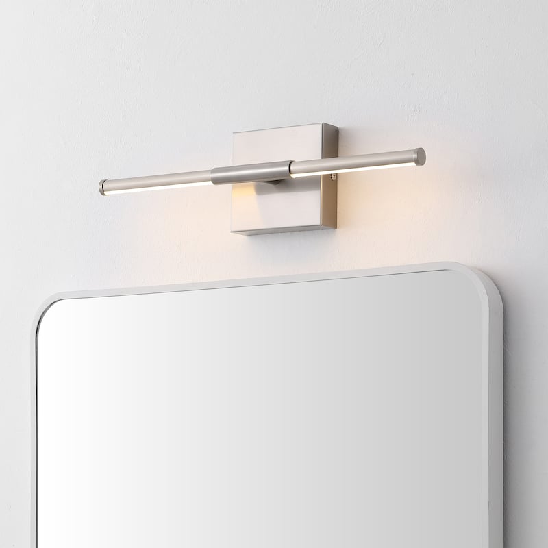 28" Dimmable Integrated LED Metal Wall Sconce, by JONATHAN Y - 16.25" - Nickel