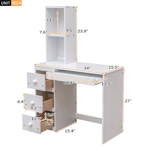 dimension image slide 0 of 2, Twin Size Multifunctional Bunk Loft Bed with a Stand-Alone Bed, Storage Staircase, Desk, Shelves and Drawers, White