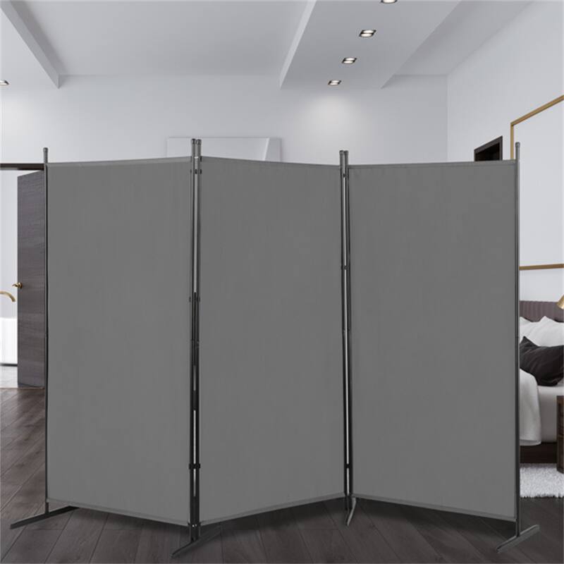 6FT Polyester Fabric Plastic Foldable Screen - Grey