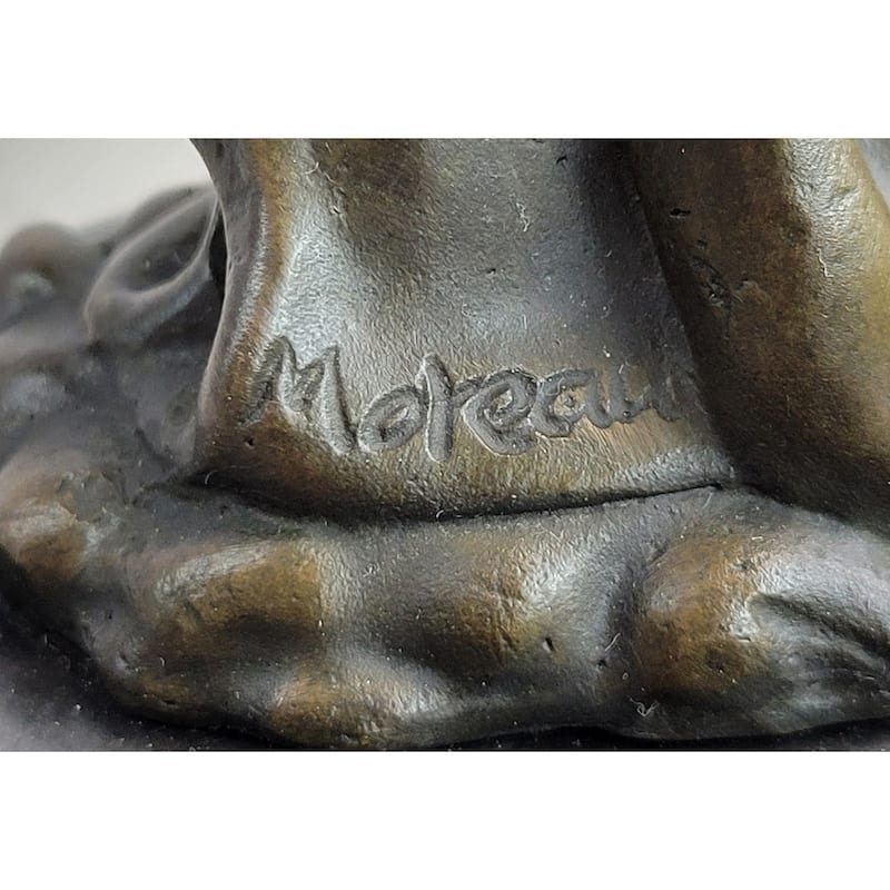 Gaia Girl Holding Moon In Front Of Sun Bronze Statue Sculpture Figure 12 Inches X 4 Inches