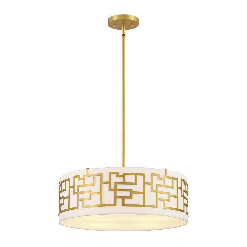 Murray 4-light drum Pendant chandelier with Gold frame - 20 in. W