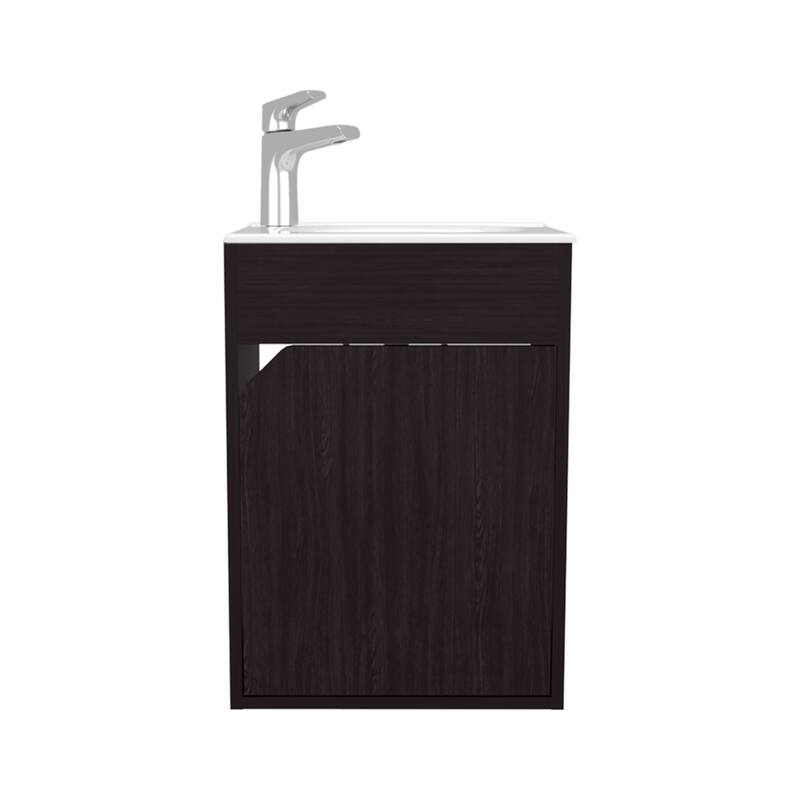 15.5" Wall Mounted Bathroom Sink Set with Cabinetry - Black