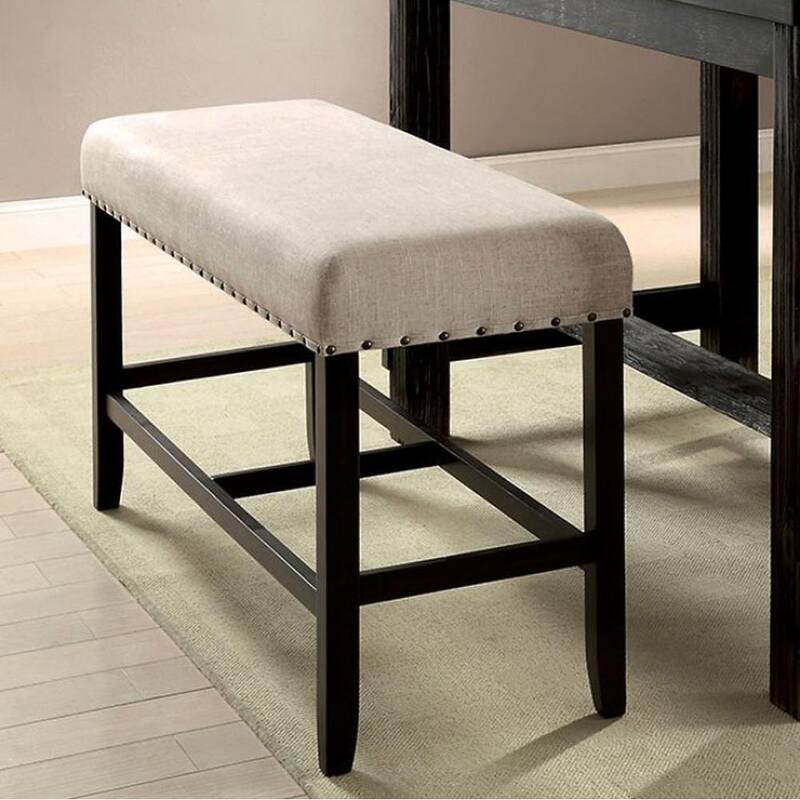 Sania II Rustic Counter Ht. Bench - 25 H x 44 W x 16 L Inches - Cream