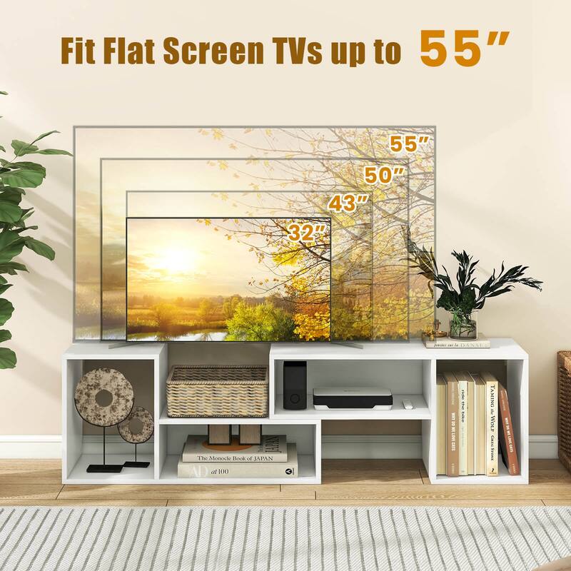 Costway 2 PCS Adjustable TV Stands with Storage Cubes for TVs up to 55 - See Details