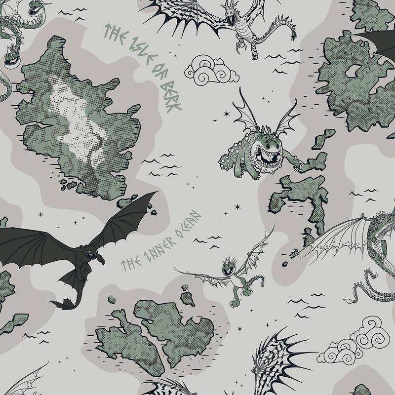 How to Train Your Dragon Isle of Berk Grey Peel and Stick Wallpaper