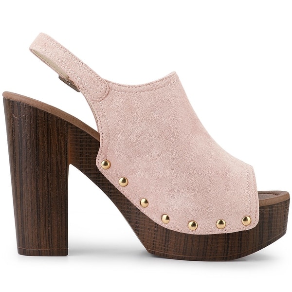 Allegra K Womens Open Toe Platform Chunky Heel Slides Sandals