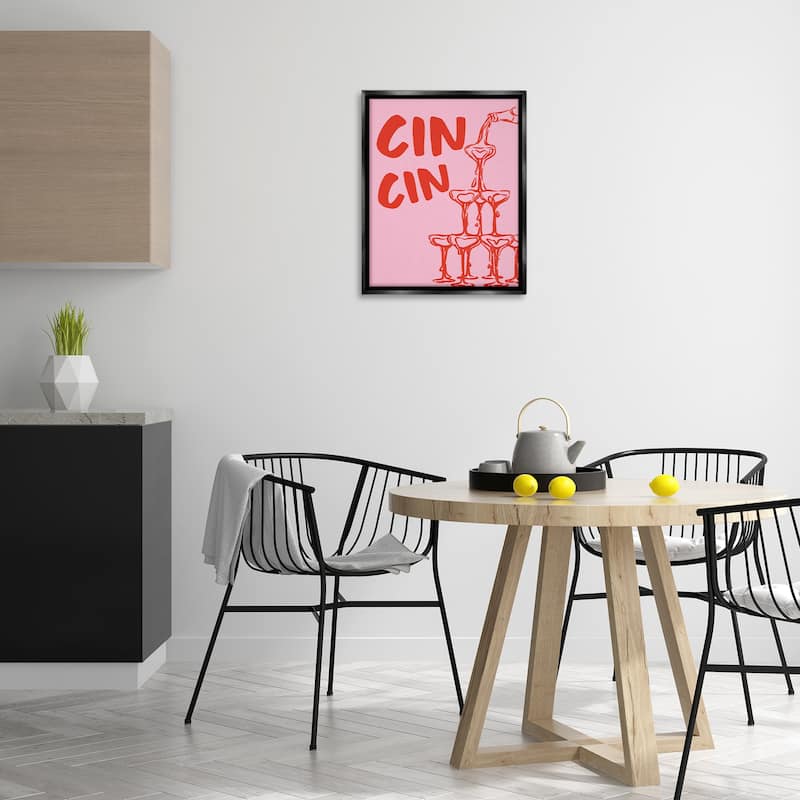 Stupell Cin Cin Champagne Tower Framed Floater Canvas Wall Art Design By House of Lulu