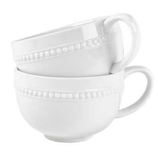 Everyday White Set of 2 Beaded Coupe Mug, 18 Oz