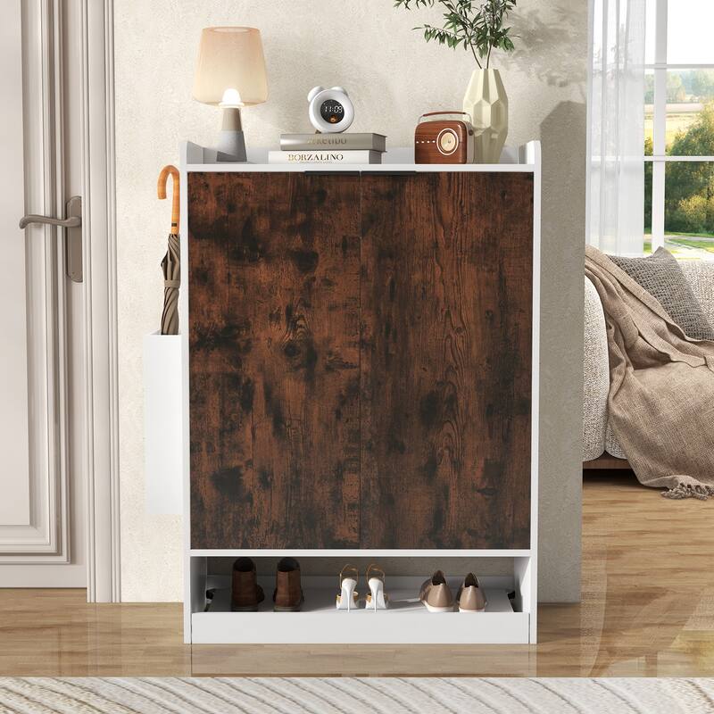 6-Tier Shoe Storage Cabinet with Slide Out Shelf and Umbrella Stand