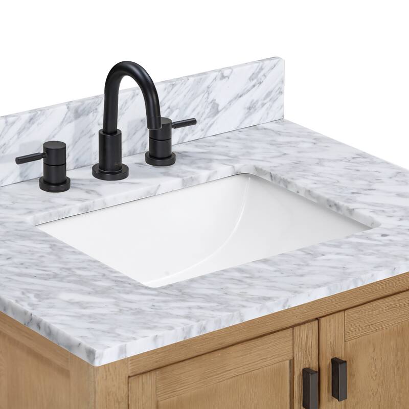 Avanity Modero 31 in. Vanity Combo in Matte Black finish and Carrara White Marble Top