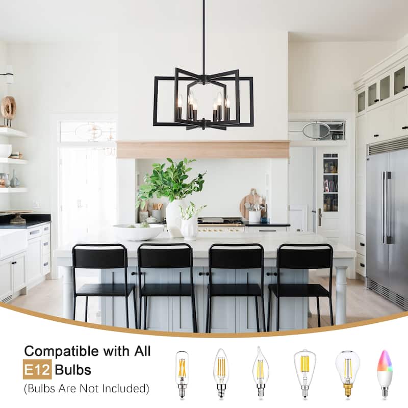 6-Light Candlestick Hanging Linear Foyer Chandelier Lighting for Dining Room Kitchen Island