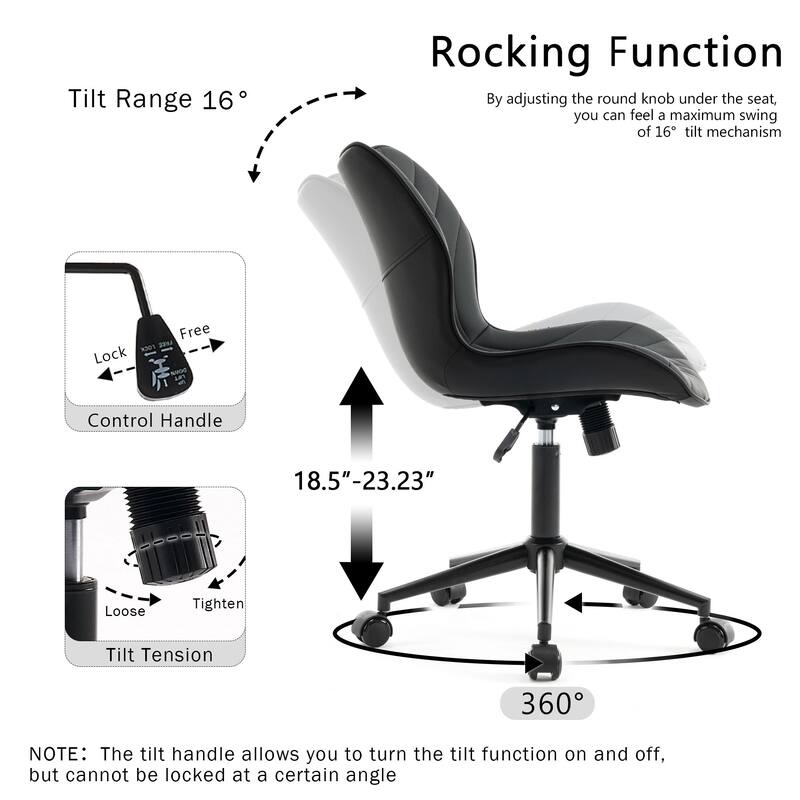 Faux Leather Office Chair with Wheels, Upholstered Task Chair
