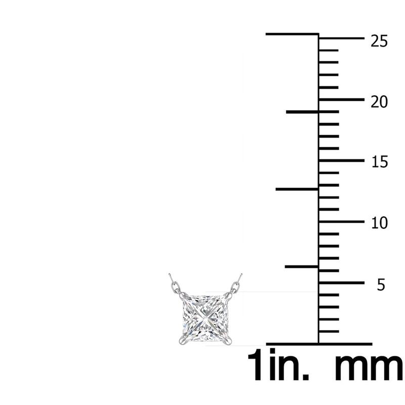 Marquee Lab Grown 1/2 Carat Floating Princess Cut Diamond Solitaire Pendant in 14K White Gold