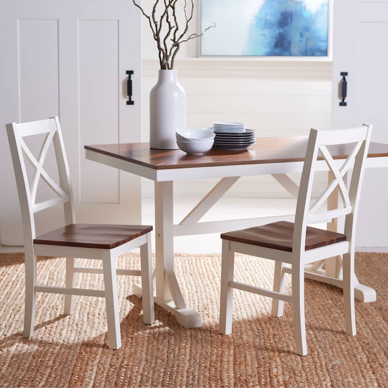 SAFAVIEH Concetta White/Natural Dining Chair - 17.5" W x 19.5" L x 37" H - 18"W x 20"D x 37"H - White/Natural