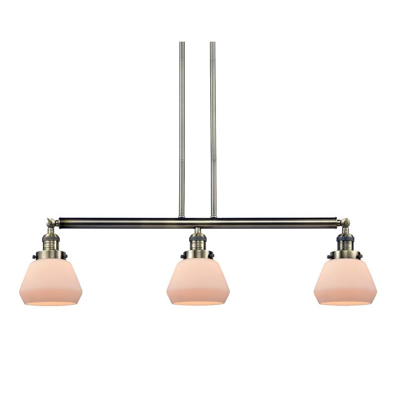 Innovations Lighting Fulton 3 Light 39" Wide Linear Chandelier - Antique Brass / Matte White Cased
