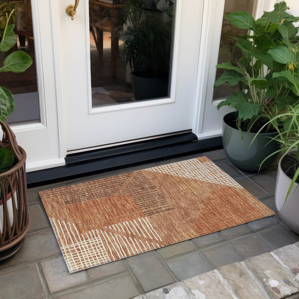 Machine Washable Indoor/ Outdoor Casual Contemporary Chantille Rug