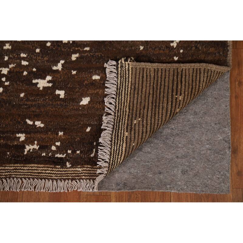 Hand Knotted Oriental 100% Wool Carpet Tribal Tribal Brown Moroccan Area Rug - 8' 2'' X 5' 8''