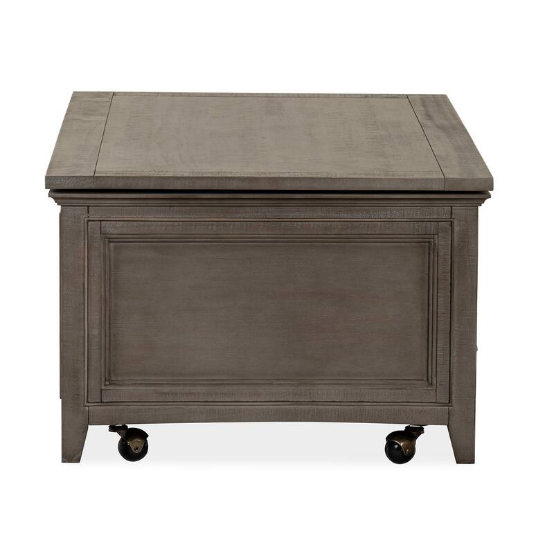 Magnussen Home Paxton Place Dovetail Grey Lift Top Storage Cocktail Table with Casters - 50''W x 28''D x 18''H