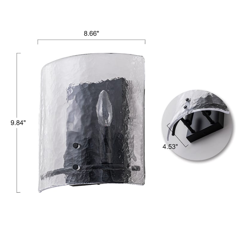 2-Light Matte Black Wall Sconce with Clear Glass Shade