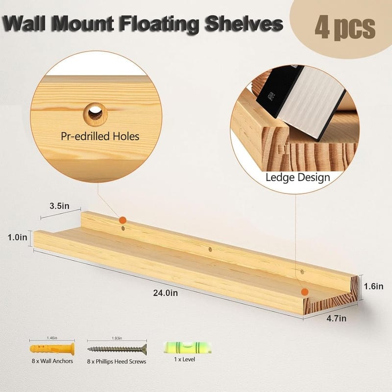 24 inch Bathroom Shelves,Floating Shelves for Wall - 24 inch