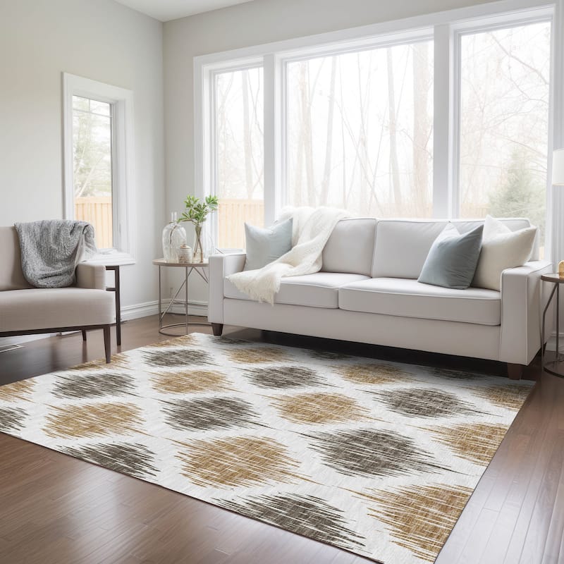 Machine Washable Indoor/ Outdoor Chantille Contemporary Geo Rug