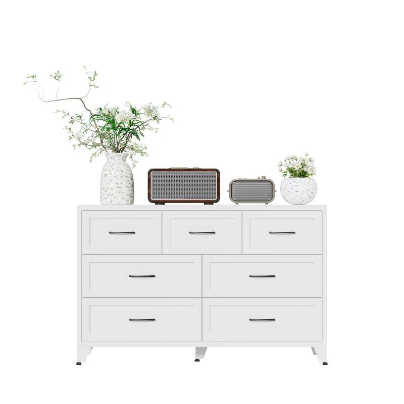 Bedroom Dresser Metal Storage Cabinet with Drawers, Space-Saving Chest of Drawers for Bedroom Living Room Entryway