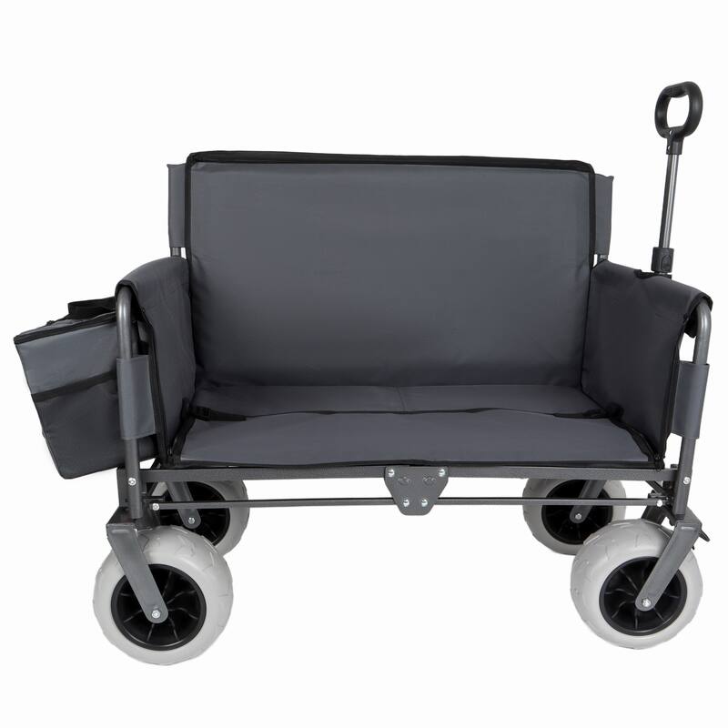 3-in-1 Heavy-Duty Folding Wagon Cart with Bench Seat - 500lb Capacity, 180L Storage & All-Terrain Wheels