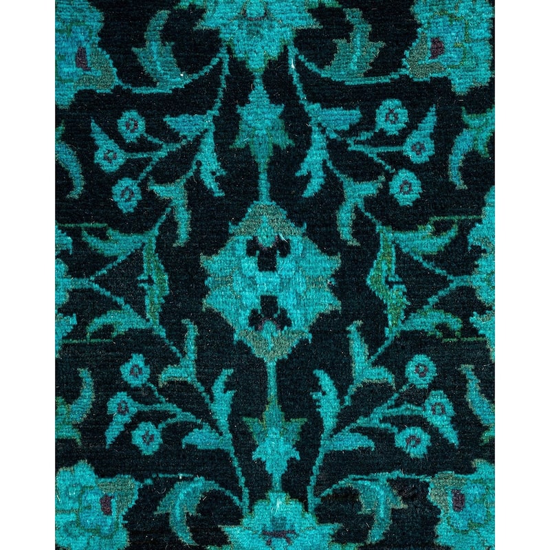 Overton Hand Knotted Wool Vintage Inspired Modern Contemporary Overdyed Black Area Rug - 3' 10" x 6' 5"