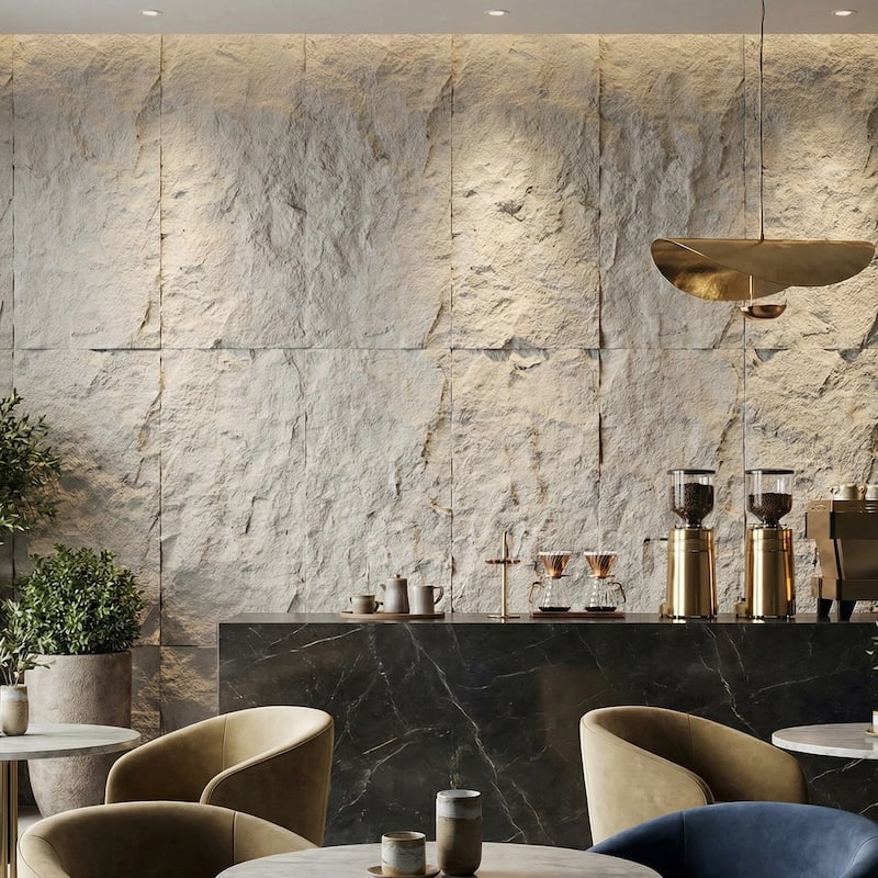 4Pcs 48"x24" 3D Faux Stone Wall Panels Imitation Decorative Wall Tiles for Interior Wall Decor