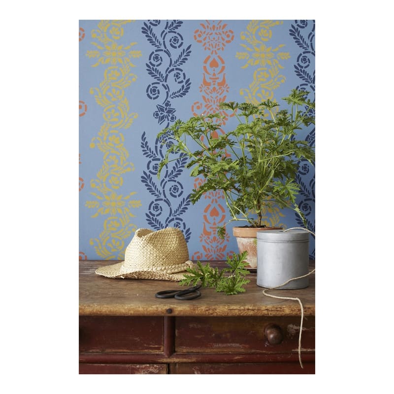 Borastapeter Anja Blue Ornate Stripe Wallpaper - 20.9 x 396 x 0.025