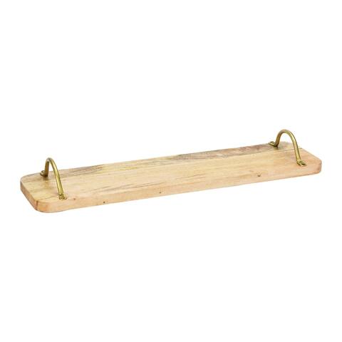 Rectangle Mango Wood Tray with Metal Handles - 22.6"L x 5.9"W x 2.8"H
