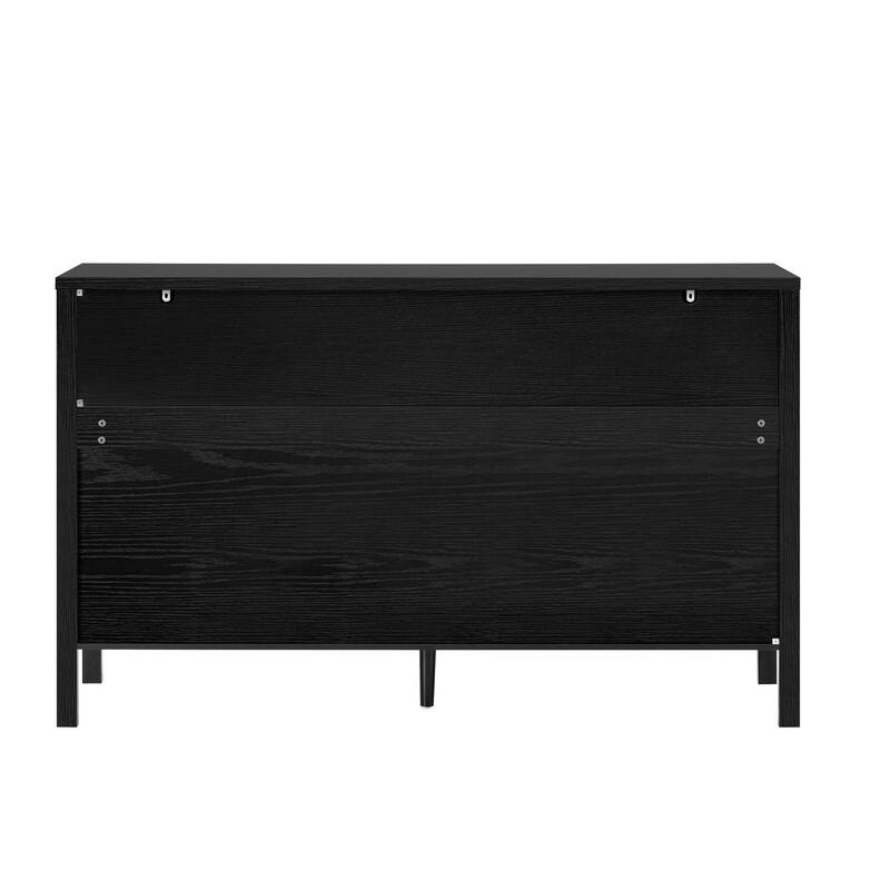 Modern 57.5" Fluted Door 4-Door Sideboard with Side Hooks and Adjustable Shelves