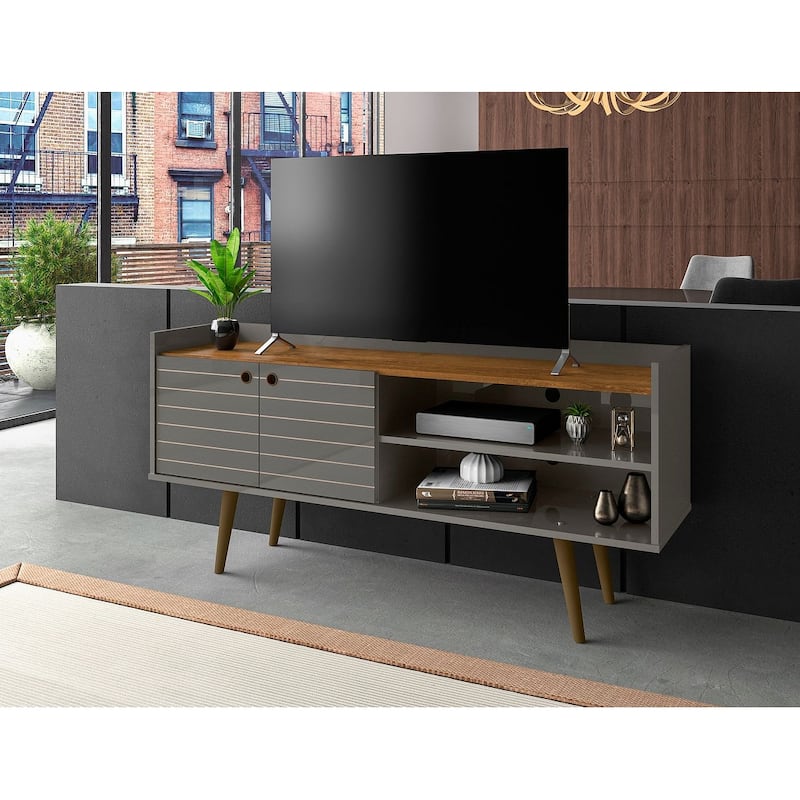 Manhattan Comfort Bogart Mid Century Modern Media Cabinet Console - Grey