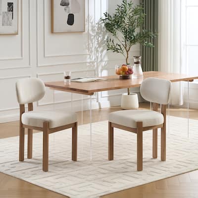 [Set of 2] Modern Farmhouse Dining Chairs – Upholstered Fabric Seats with Wooden Frame‌.