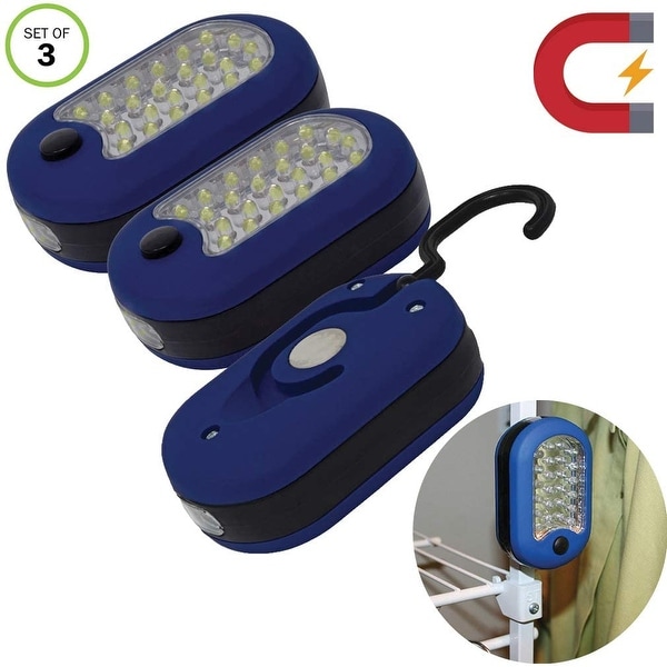 TWO x 24 LED Worklights With Hook & Magnet for Home Cupboard . Camping Garage 