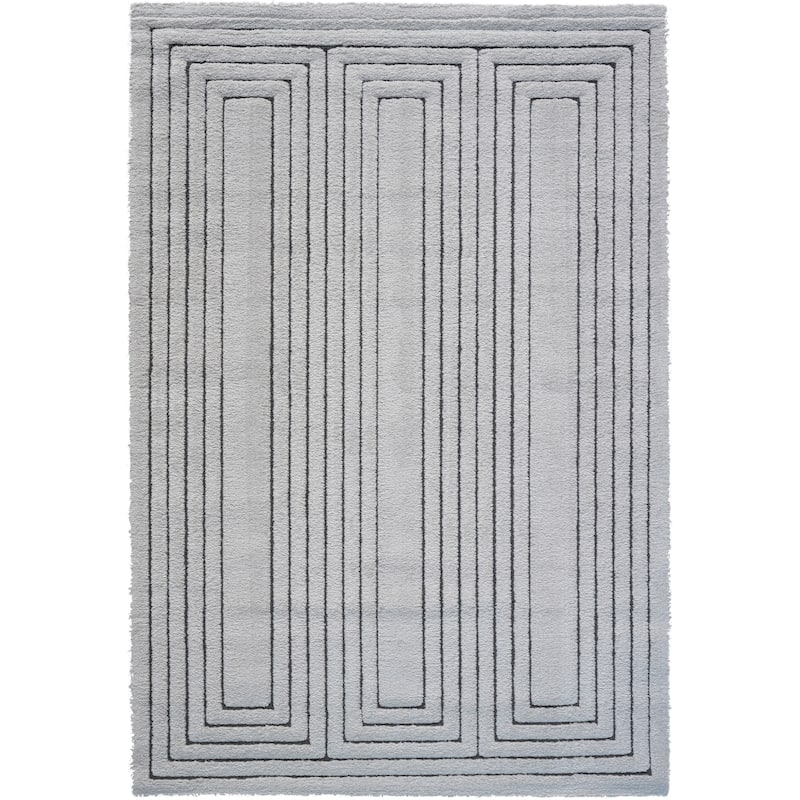 Nina Faye Ivory and Charcoal Recycled Polyester Area Rug - 6' x 9'