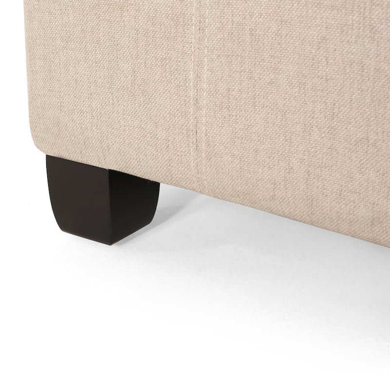 Tufted Fabric Storage Ottoman - Wheat Neutral Upholstered Solution