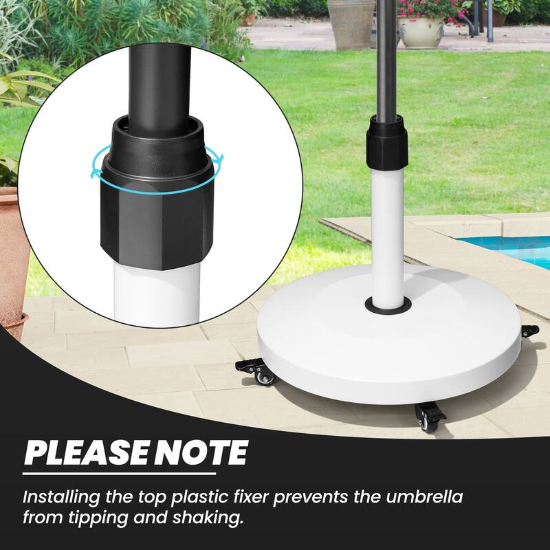 55 lbs Patio Market Umbrella Base Stand Cement/Concrete Weights Base Holder with Wheels - Dia. 18.9" x 18.1" high