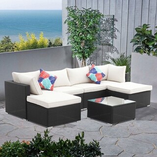Zenova Outdoor 7 Pcs Patio Rattan Sofa Sectional Set