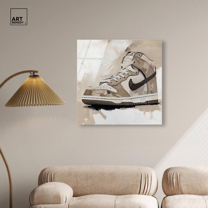 Light Tans Sneaker Acrylic by Art Remedy, Ready to Hang