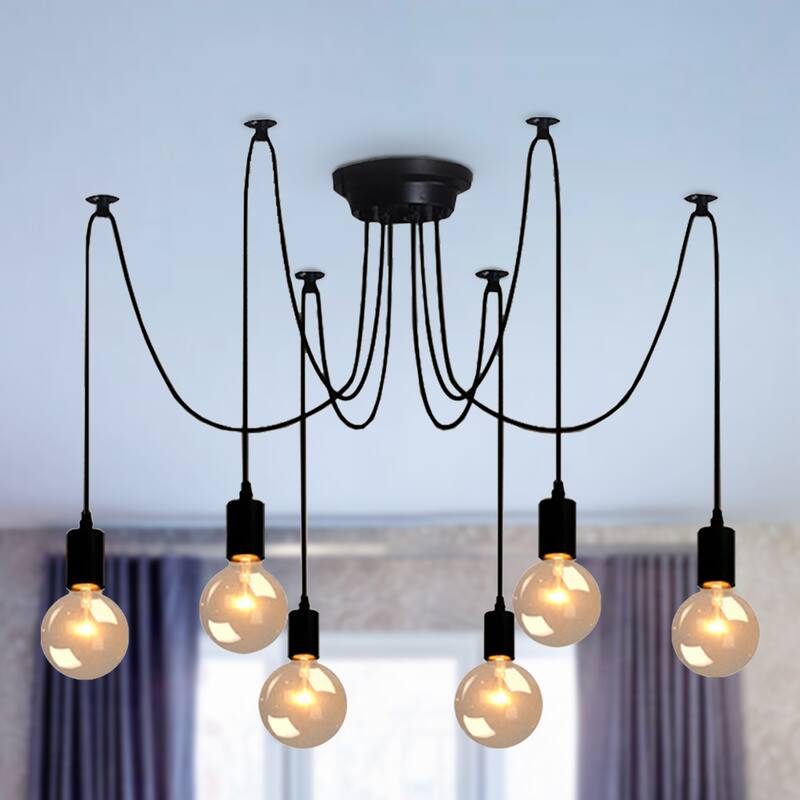 Oaks Aura Industrial String Light Adjustable Pendant Light, Spider Cluster Chandelier