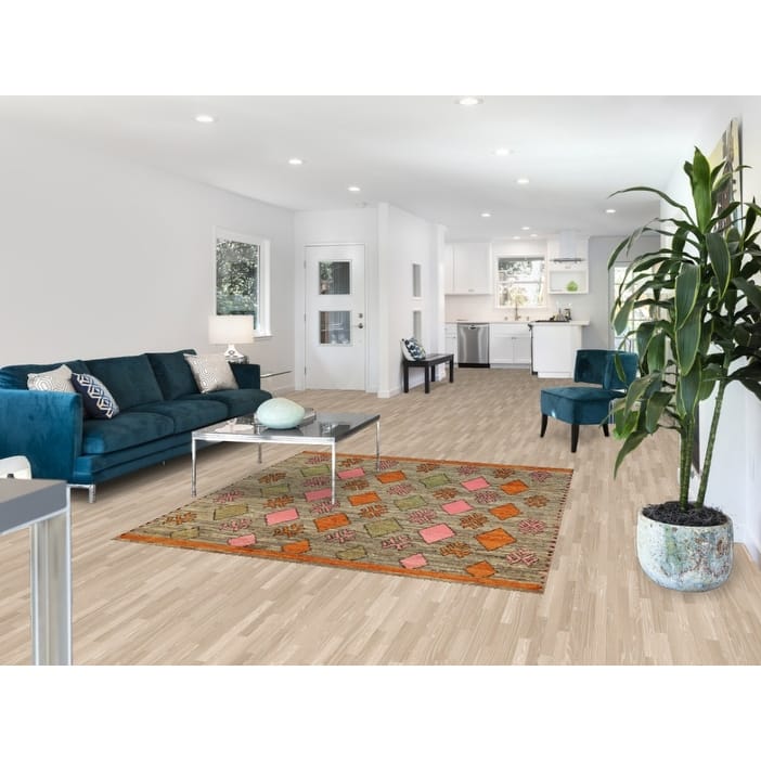 Square Geometric Moroccan Oriental Area Rug Handmade Wool Carpet - 5'9" x 6'4"